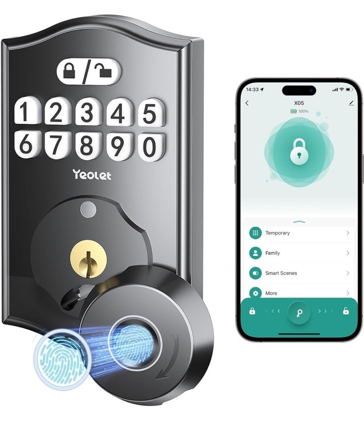 Fingerprint Door Lock Keyless Entry Door Lock Deadbolt  App Control Smart W Code