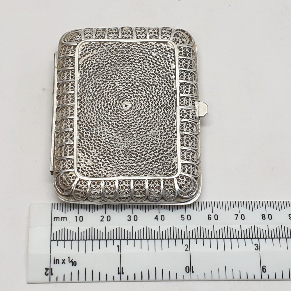 Antique Anglo Indian Solid Silver Filigree Cigarette Case