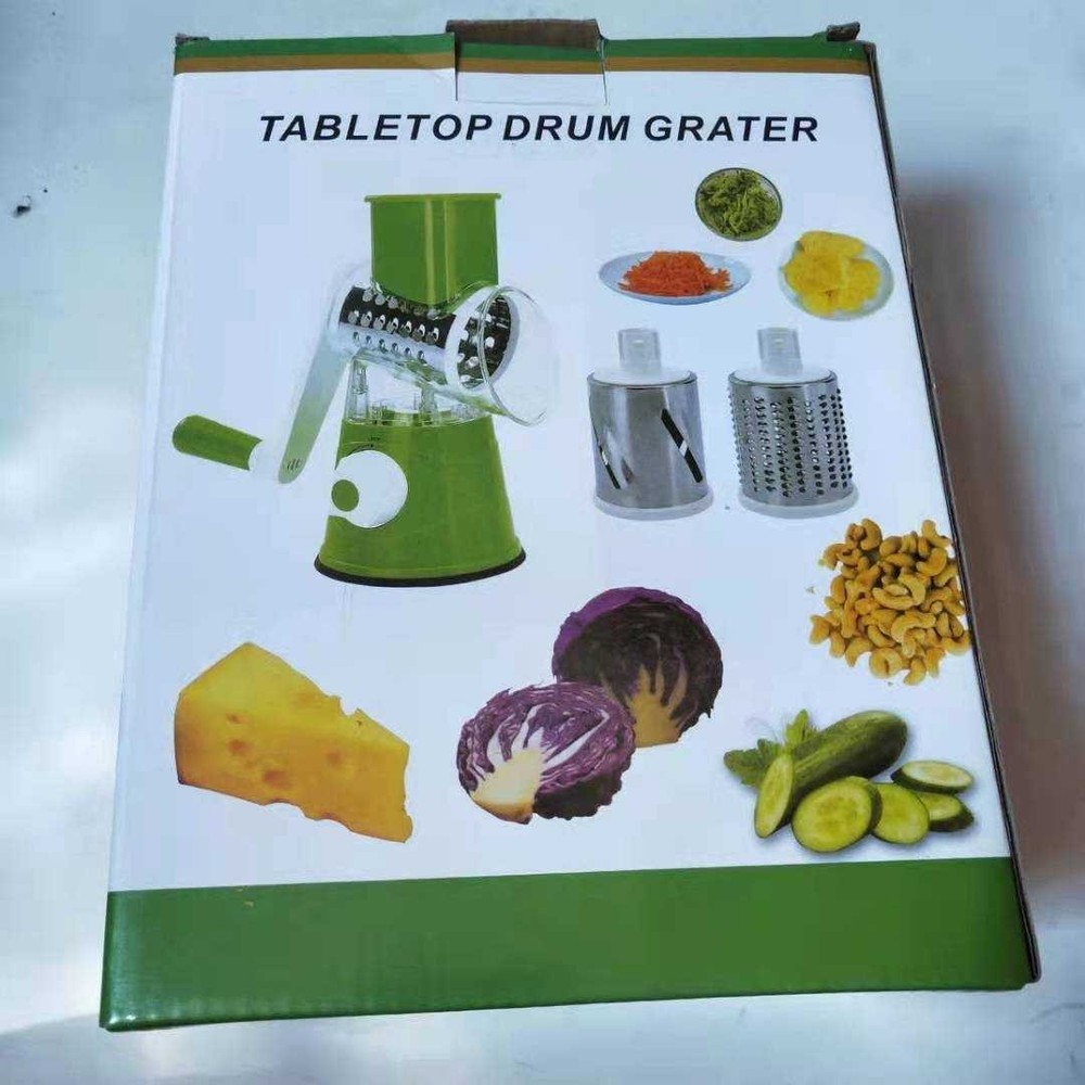 Tabletop Drum Grater, Slicer - Fine Grating, Course Grating, Shredding & Slicing