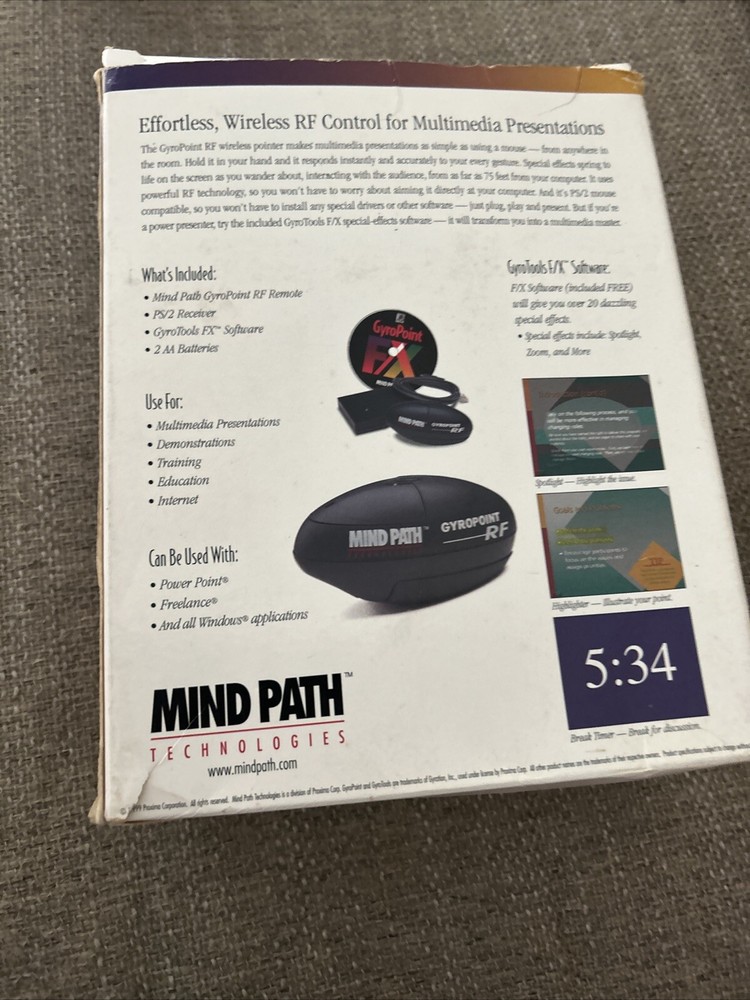 Mind Path Technologies GYRO-RF Cordless RF Presentation System **NEW**