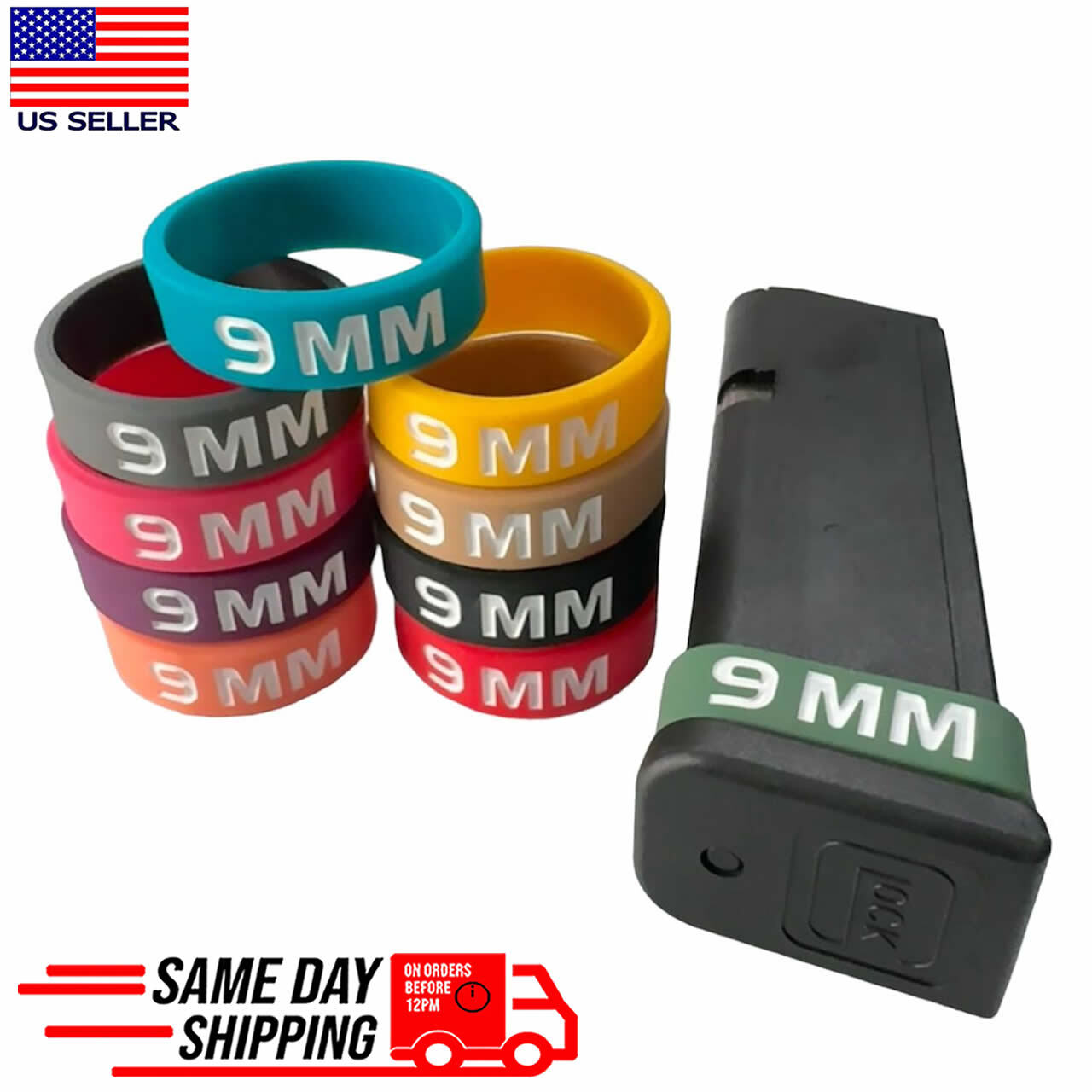 9MM Pistol Extended Magazine ID Marking Bands Mag Identification Silicone Band