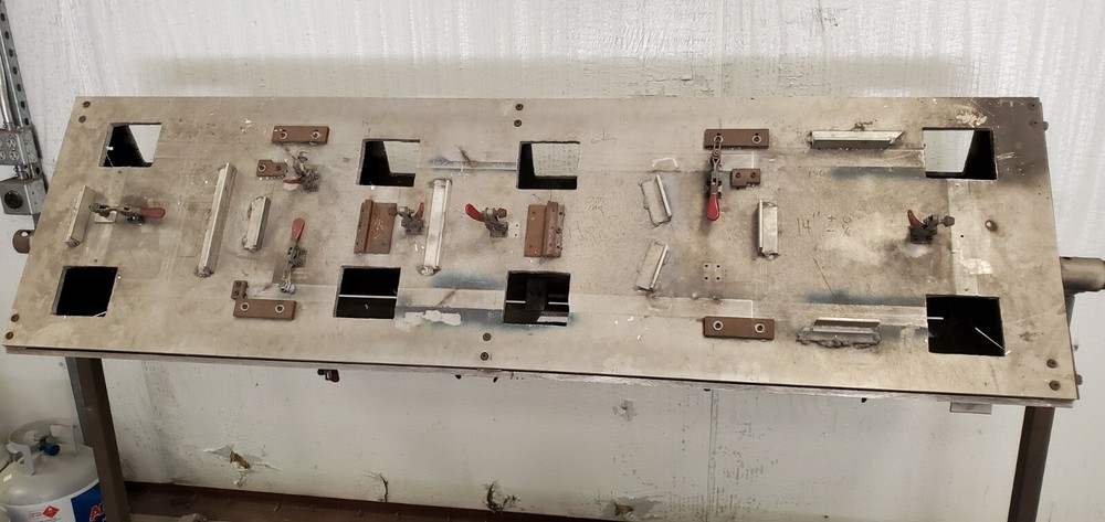 WELDING CLAMP TABLE, CUSTOM, 3 SIDED ROTARY, on casters