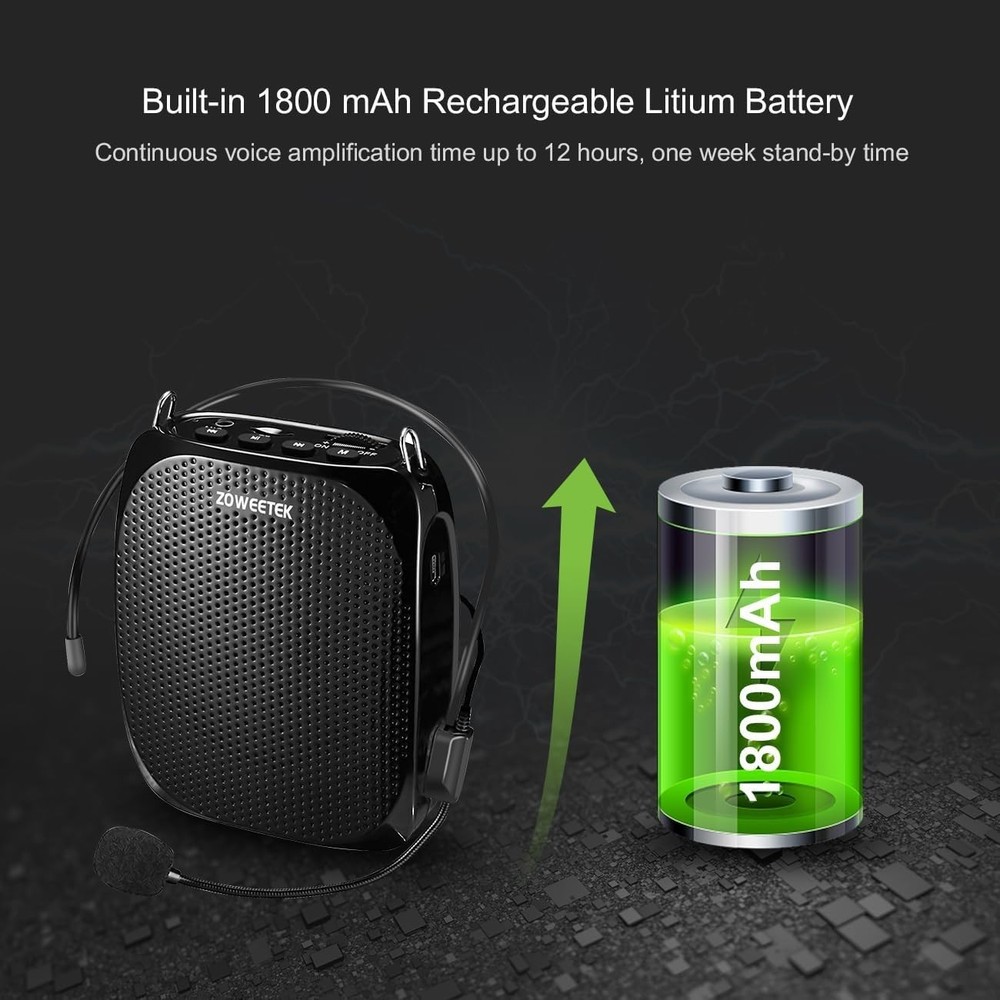 Portable Voice Amplifier with Wired Microphone Headset