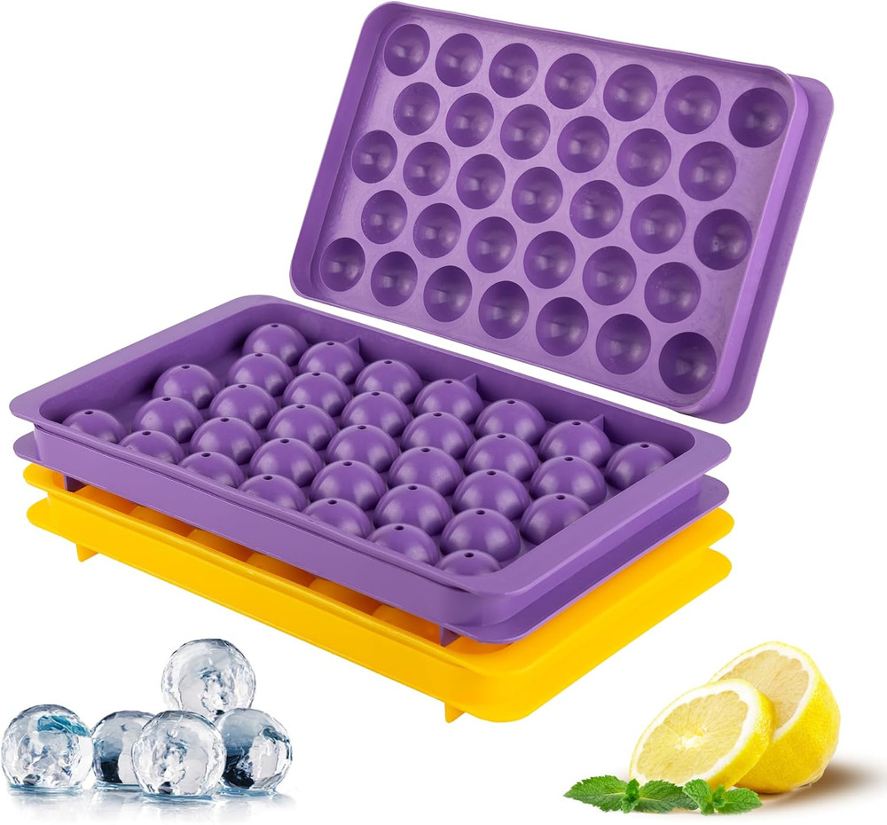 Small Ice Cube Trays for Freezer – 2 Pack Hard Plastic Mini Ice Cube Trays, 66 S