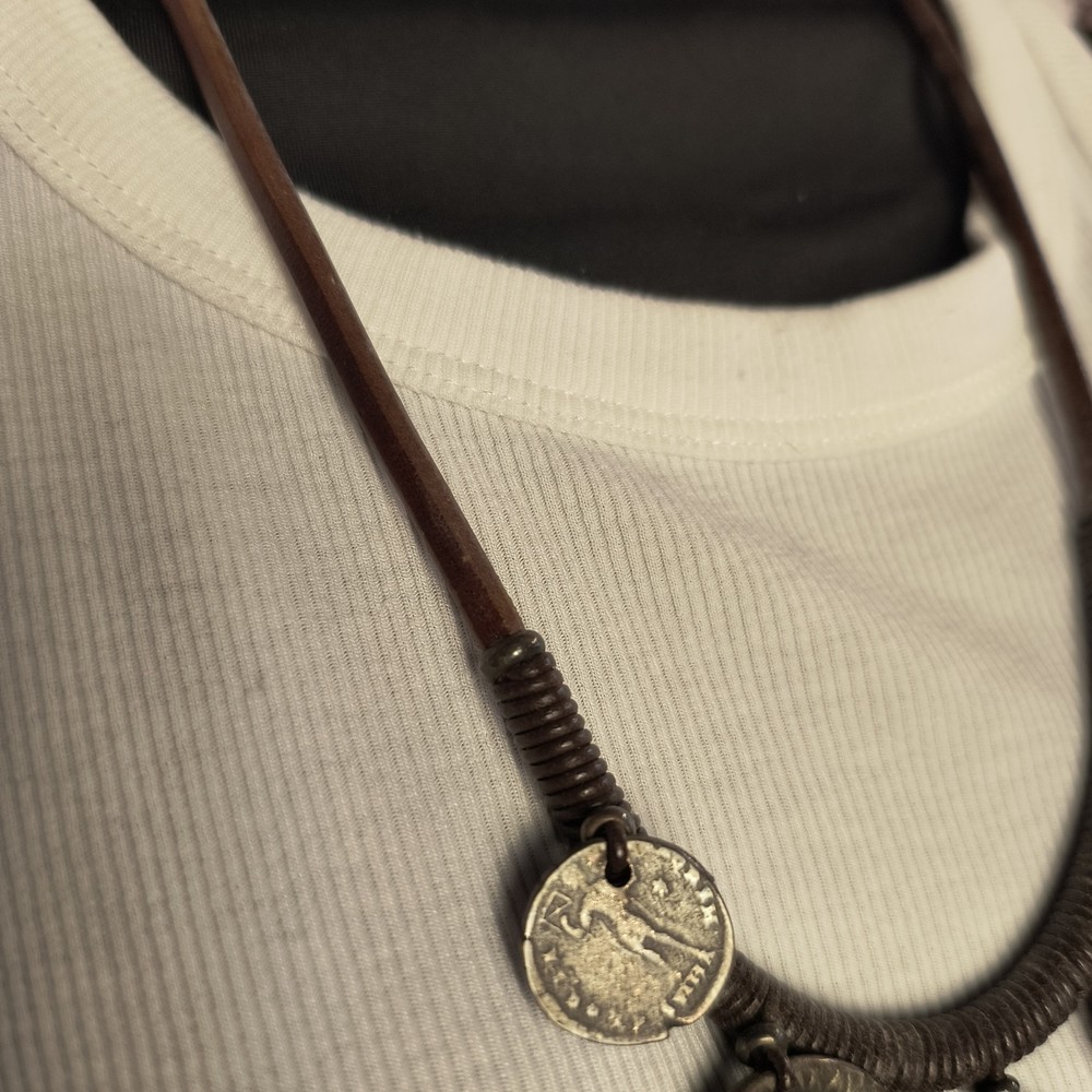 Tribal Coin Leather Necklace