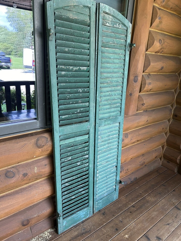 Vintage Wood Arched Window Shutters