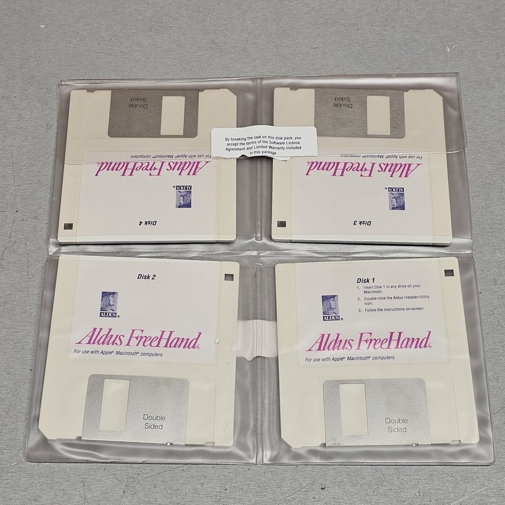 Aldus FreeHand Macintosh Graphics Software 3.5” Floppy Disk Set