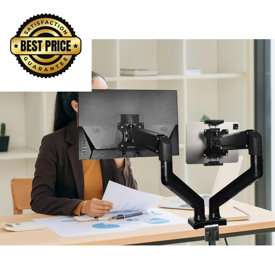 Universal VESA Mount Adapter for Tablets – Spring Clamp Holder iPad Black