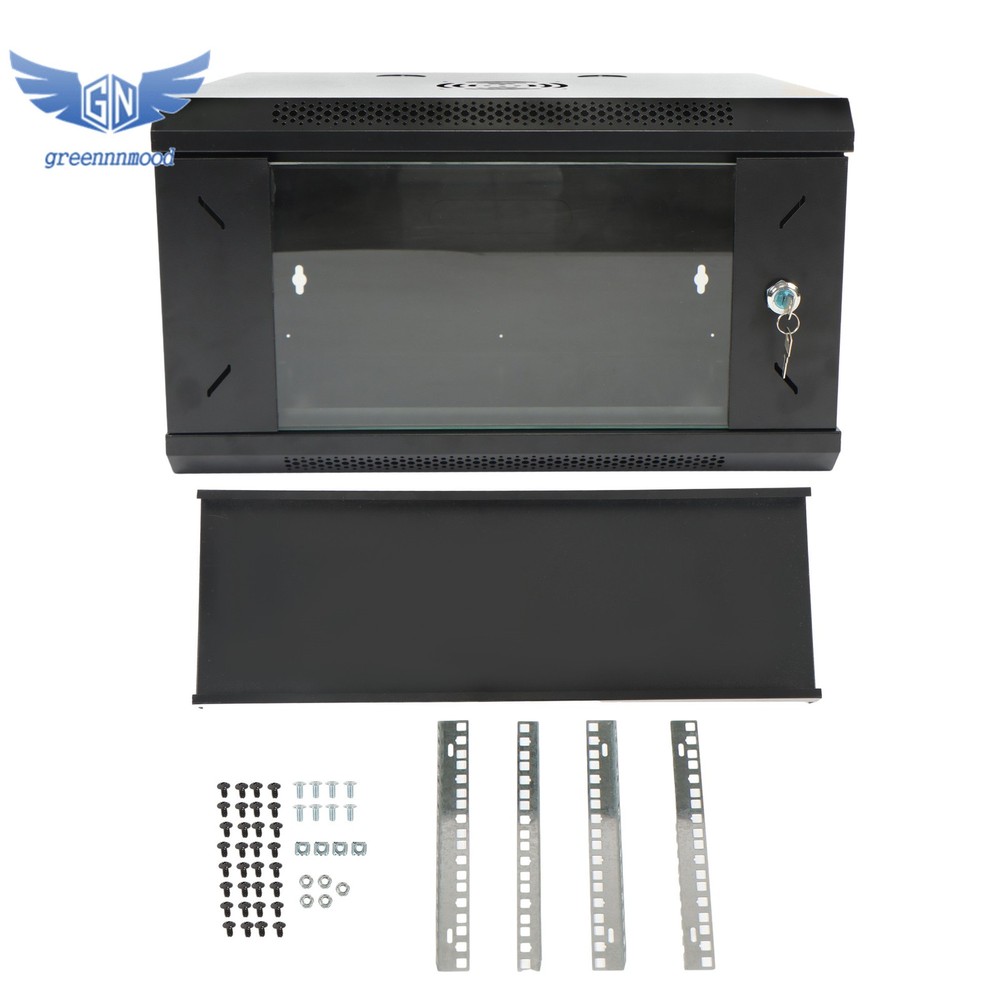 6U Wall Mount Network Server Rack Cabinet Enclosure 15.5'' Deep Door Lock Balck