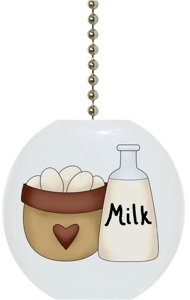 Milk and Eggs Kitchen Country Solid CERAMIC Ceiling Fan Light Lamp Pull