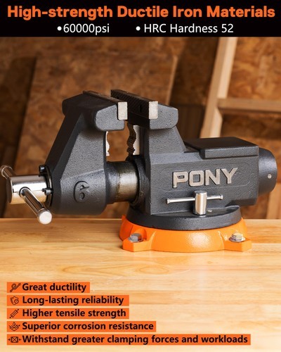 PONY 6 Inch Heavy Duty Bench Vise 8800LBS Clamping Force Pro Workshop Workbench