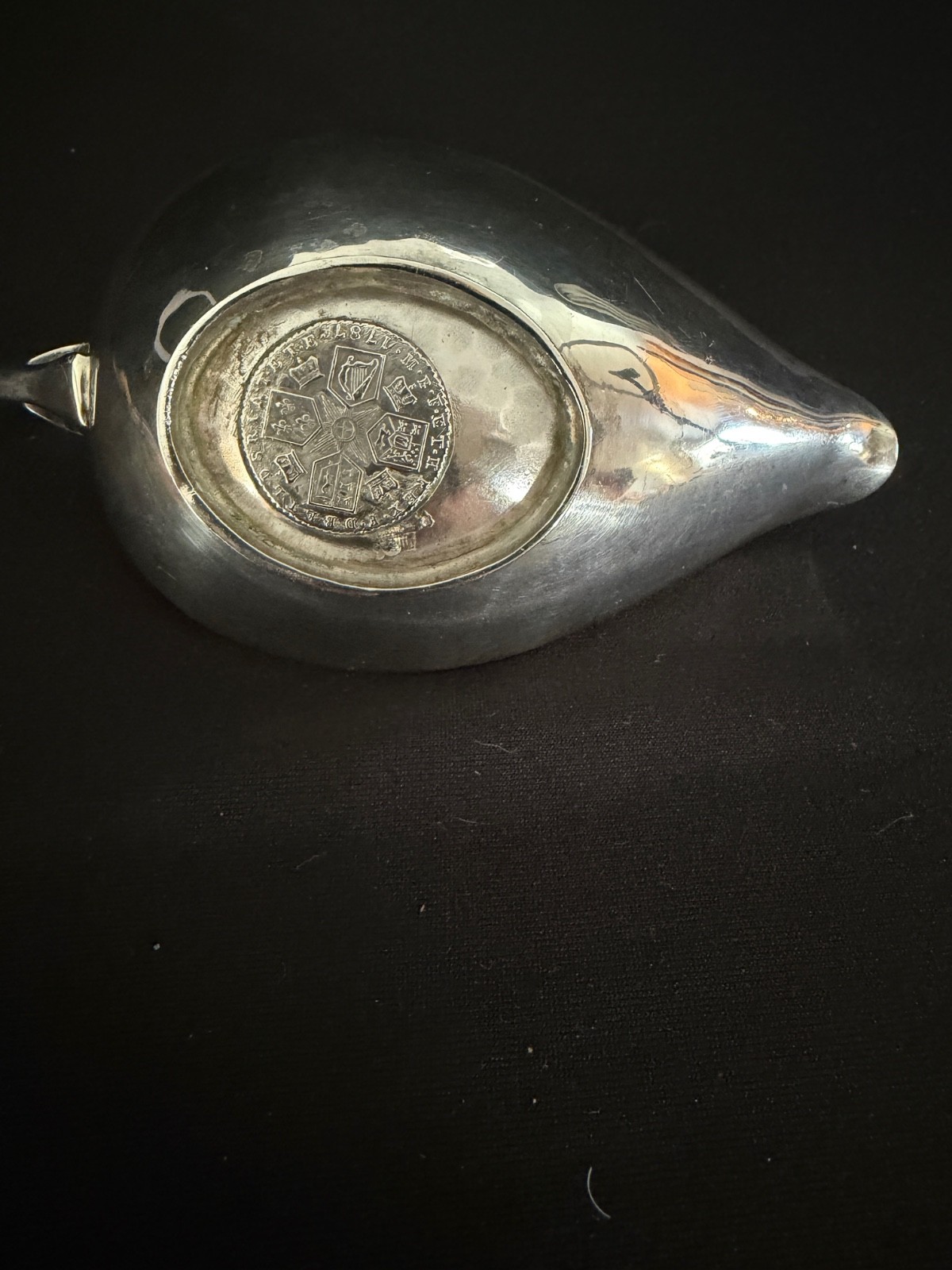 1832 London Sterling Pap Boat with 1787 Shilling in Bottom Jonathan Hayne