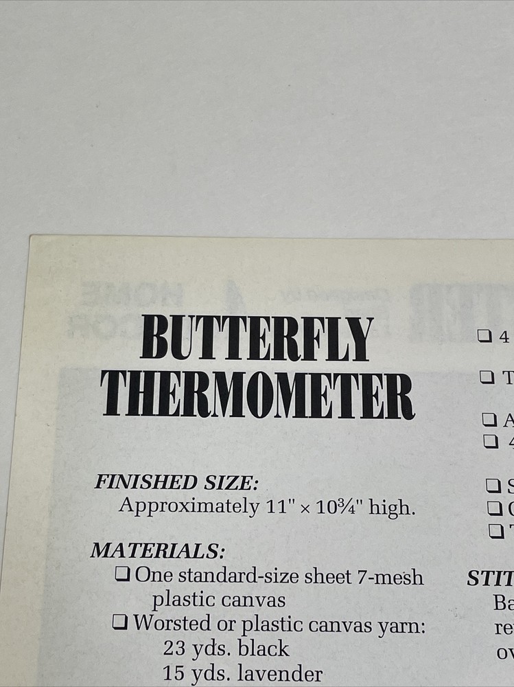 Butterfly Thermometer Annie's Plastic Canvas Pattern