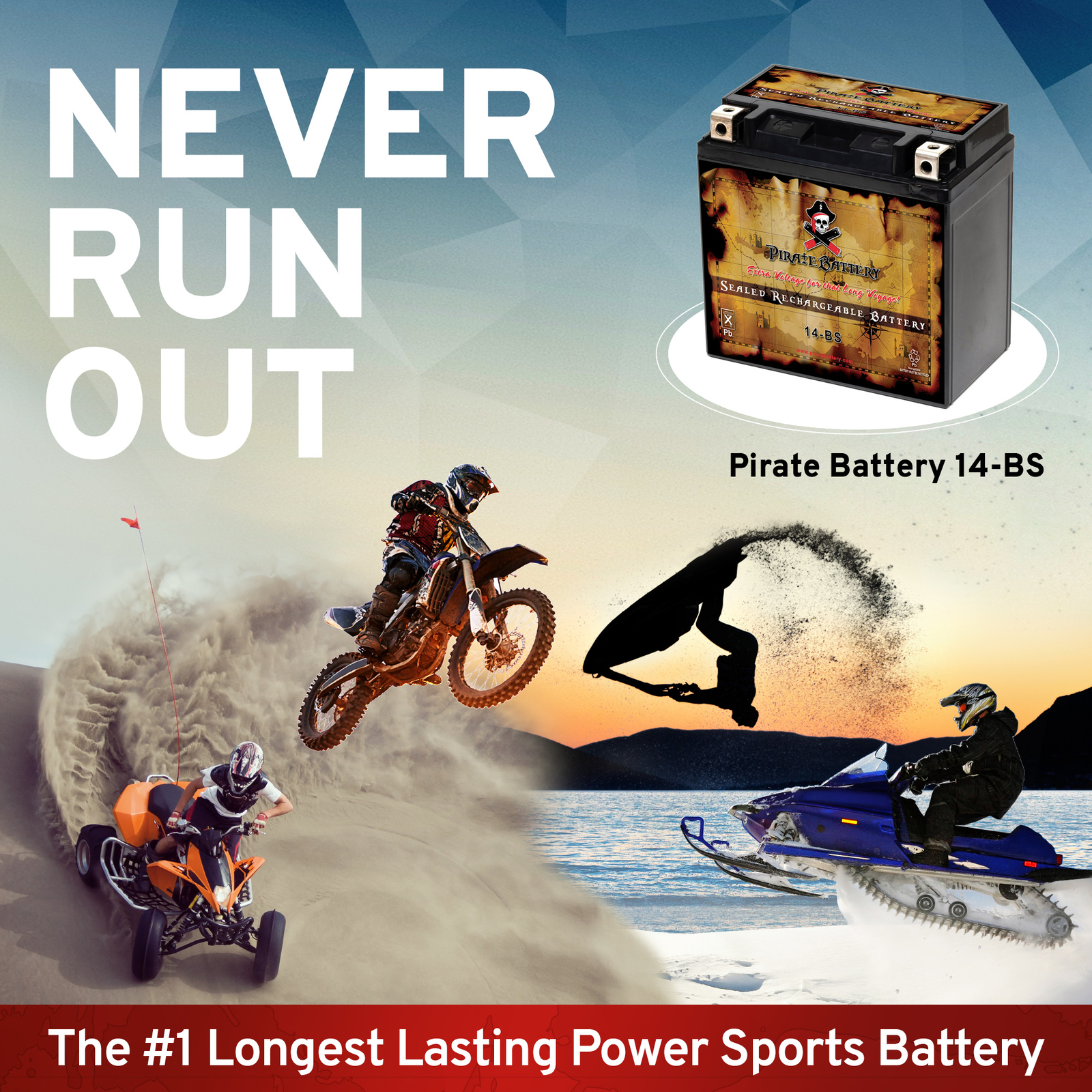 YTX14-BS High Performance - Maintenance Free - Sealed AGM Motorcycle Battery