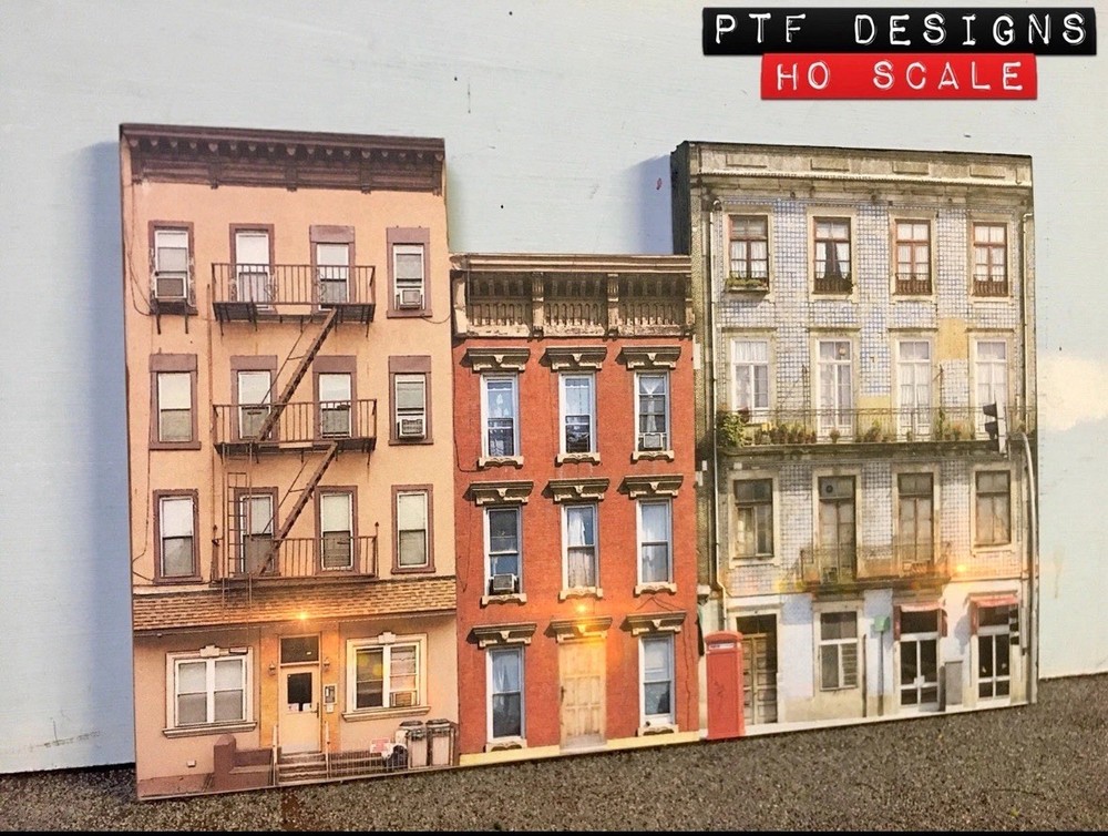 HO Scale Apartment #2 Combo W/LEDs!  - Building Flat / Front 3D Background