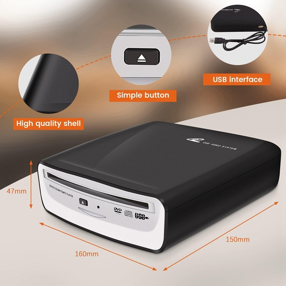 External Car Universal CD Player Machine, Vehicle External USB CD Player for ...