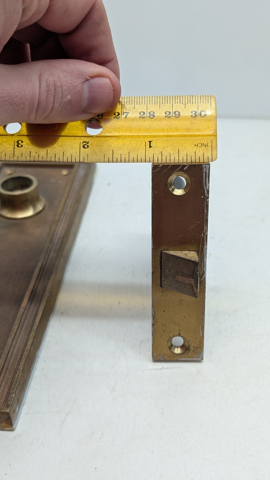 Heavy Brass 1920s Art Deco Corbin Set Door Knobs, Plates, Mortise MORE AVAILABLE