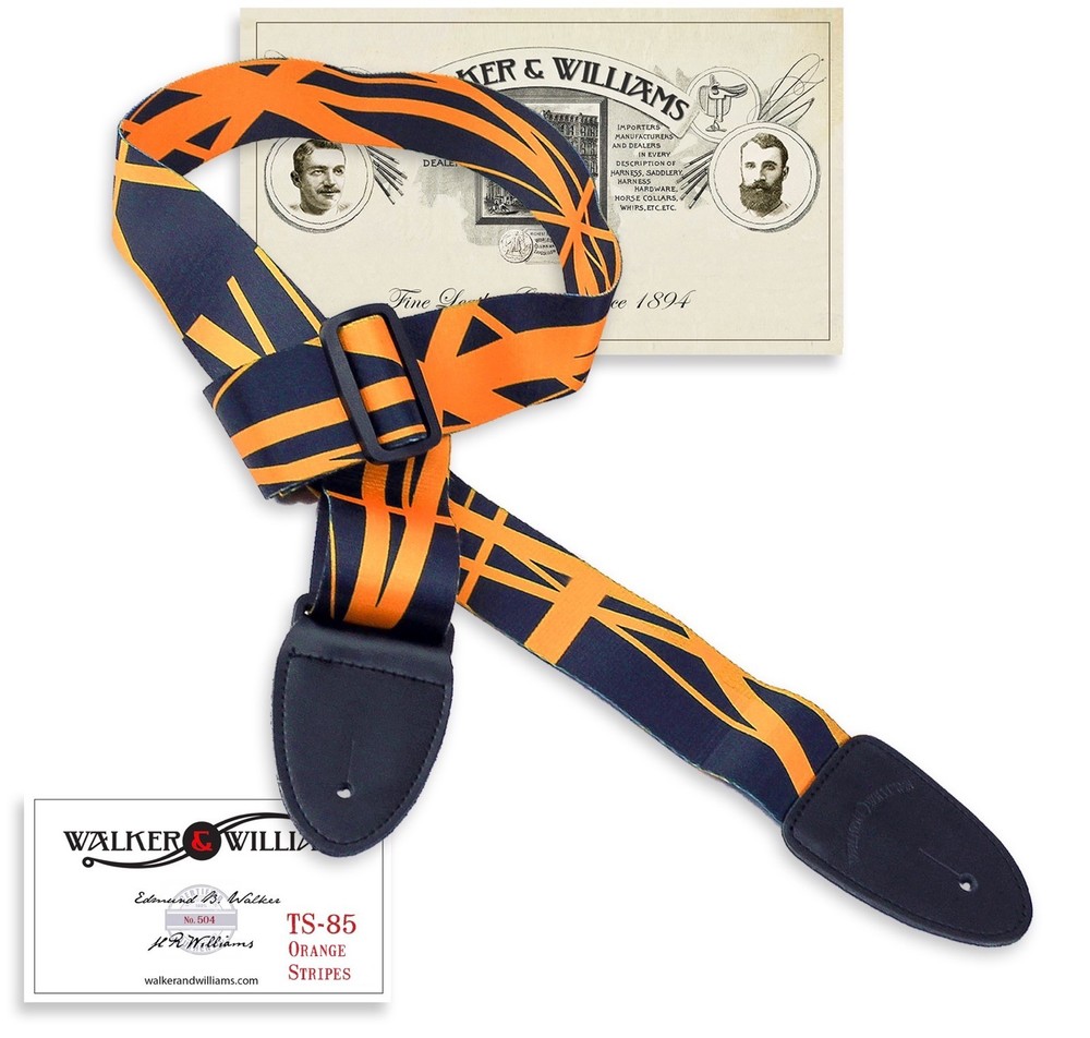 Walker & Williams TS-85 Orange & Black Guitar Strap