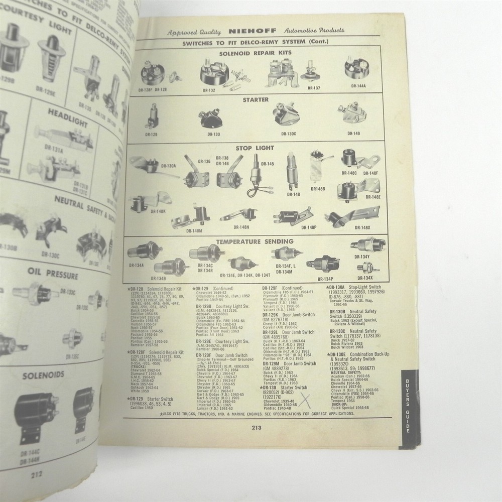 1967 CE NIEHOFF IGNITION PARTS ELECTRICAL TESTING EQUIPMENT ACCESSORIES CATALOG