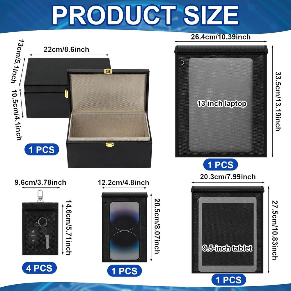 Faraday Box & Multi-Sized Bags - Fireproof, Waterproof Travel Security Solution