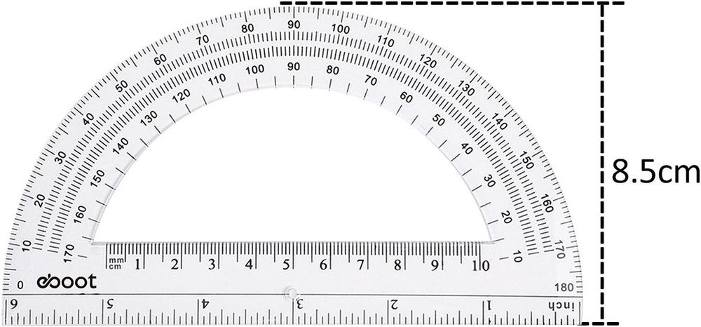 Plastic Protractor Math Protractors 180 Degrees, 6 Inch, Pack of 2 (Clear)