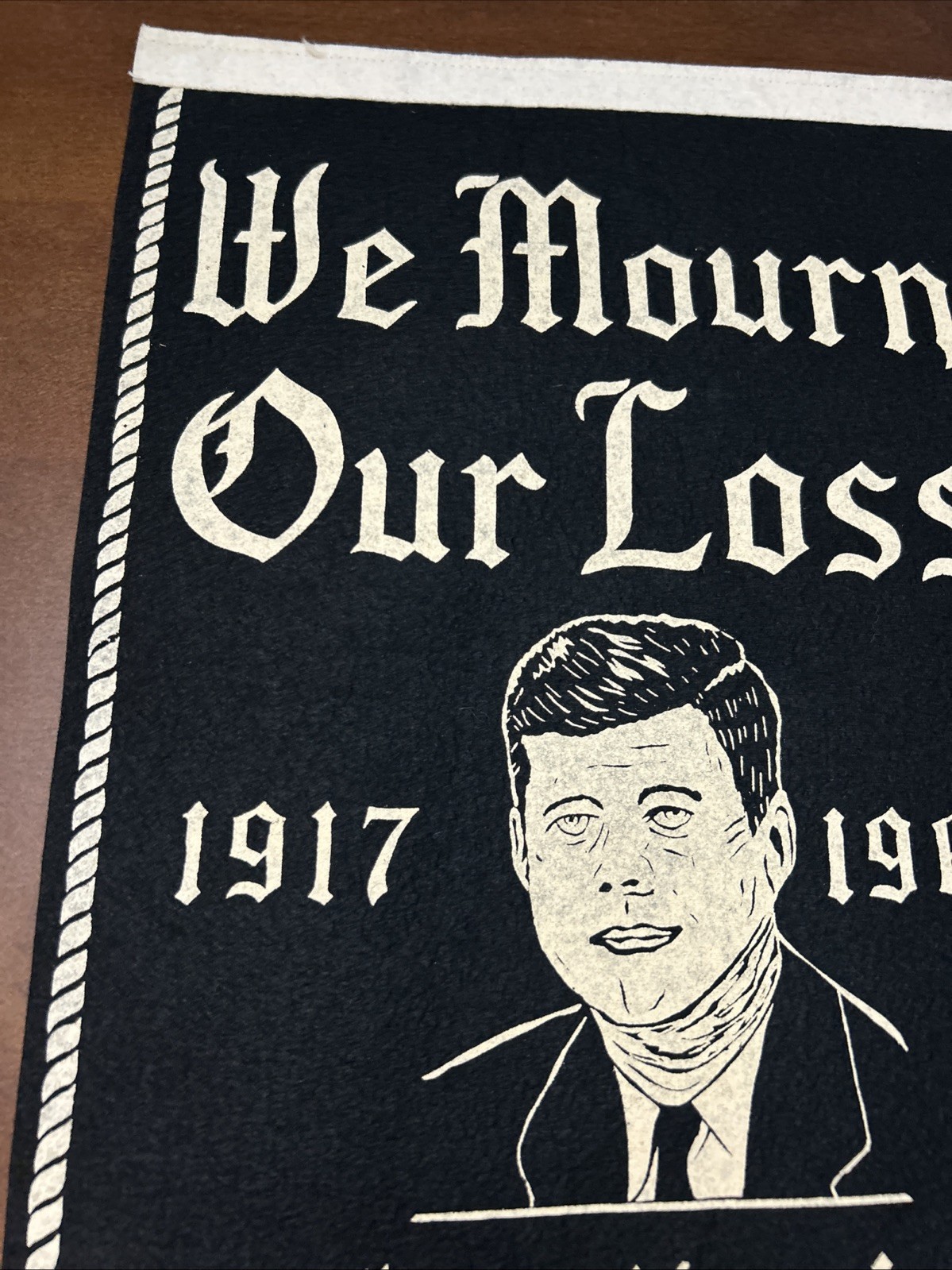 1963 John F Kennedy JFK 1968 Martin King Luther Memorial Felt Banner ORIGINAL