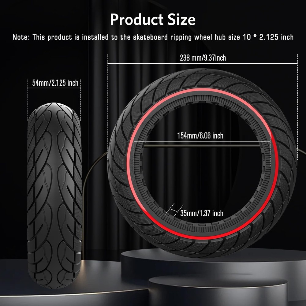 Cooryda 10x2.125 Solid Scooter Tire 2-Pack for Gotrax Ninebot - Puncture Proof