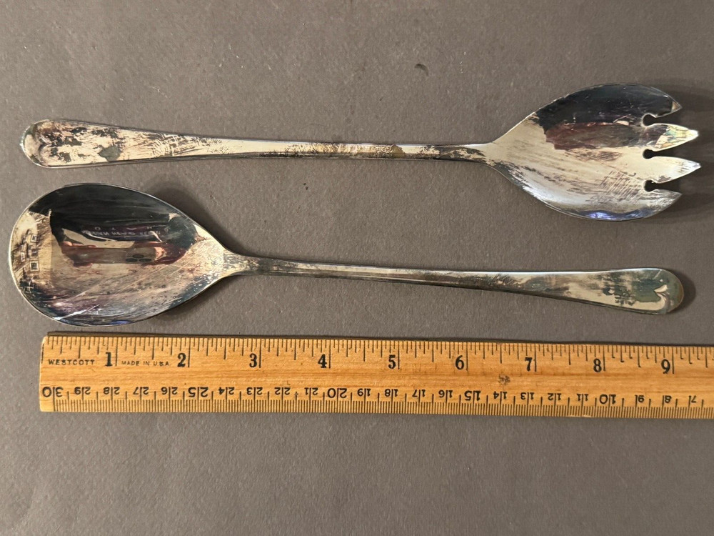 RAIMOND SHEFFIELD SILVERPLATE SALAD SERVING SET VINTAGE SPOON/FORK IN BOX
