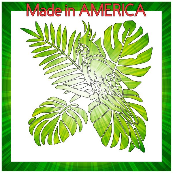 12"x12" Clear Plastic Stencil - Parrot (SCA90)