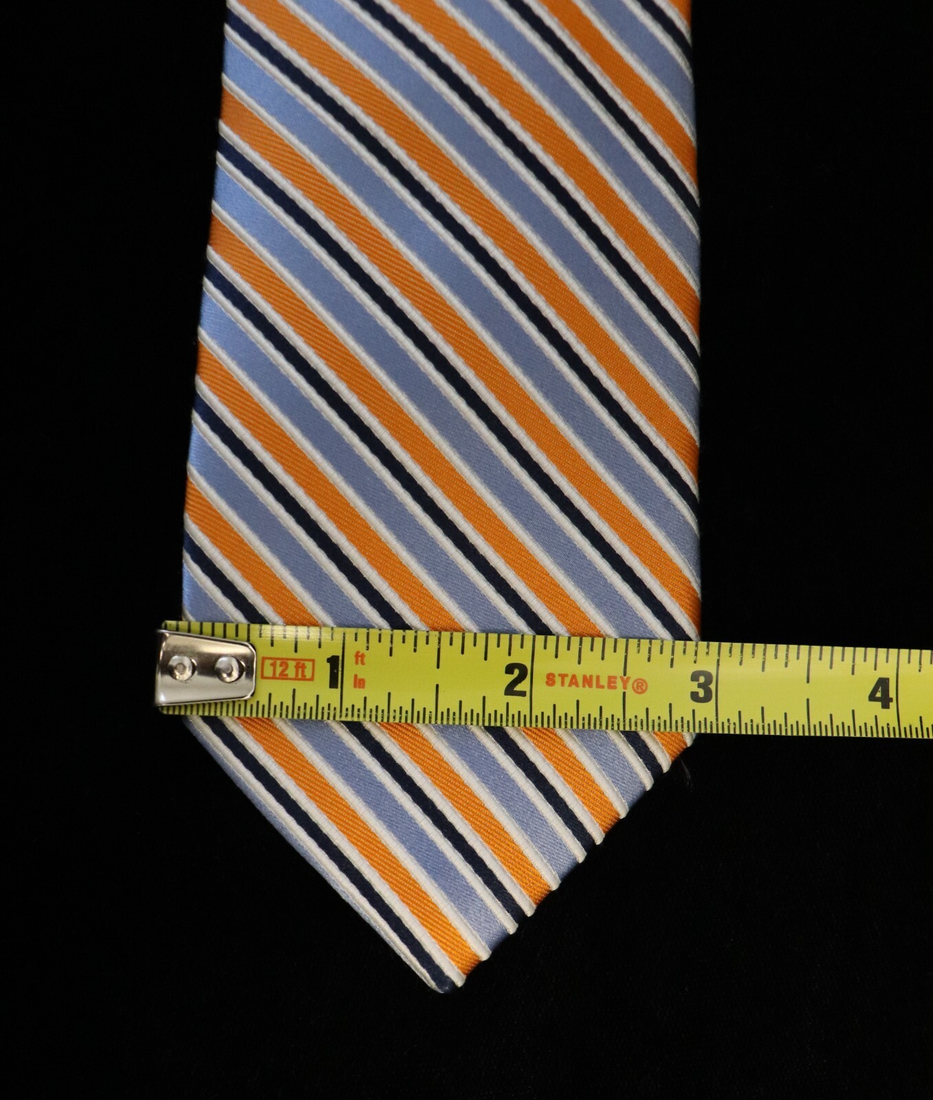Class Club Boy's Adjustable Tie Zipper Bluish Purple Orange Black 100% Silk