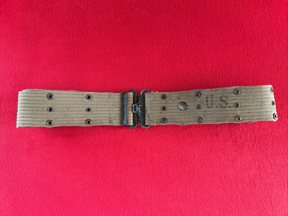 US Military Army WWII WW2 Pistol Canvas Web Belt Khaki NASCO 1944