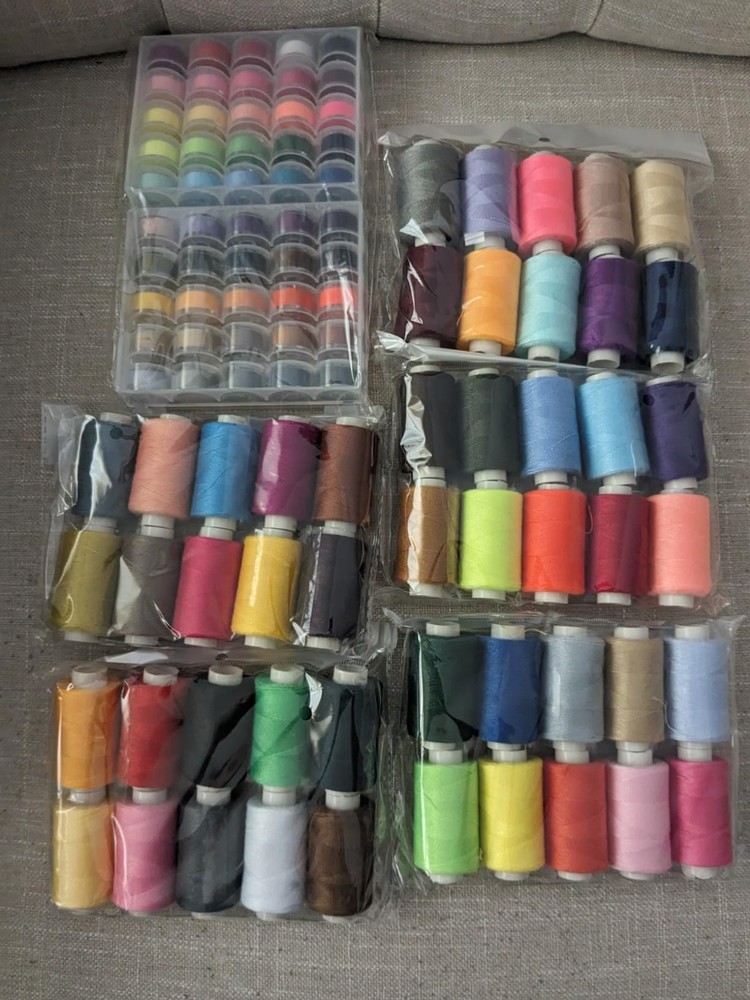 (100pcs) Sewing Threads Kit with Bobbins Polyester 500 Yard
