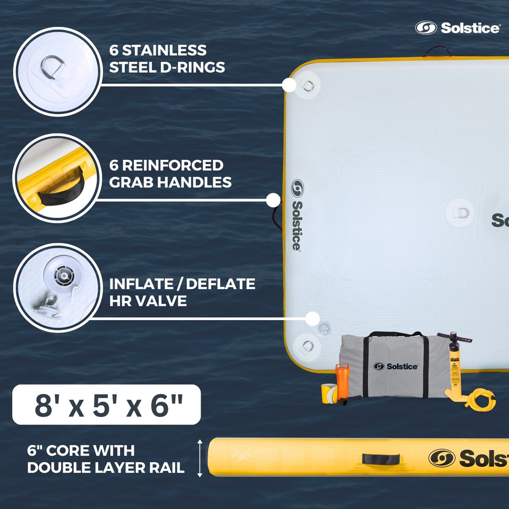 Solstice 8x5 Ft Inflatable Floating Dock Platform & Original Pup Plank Dog Float