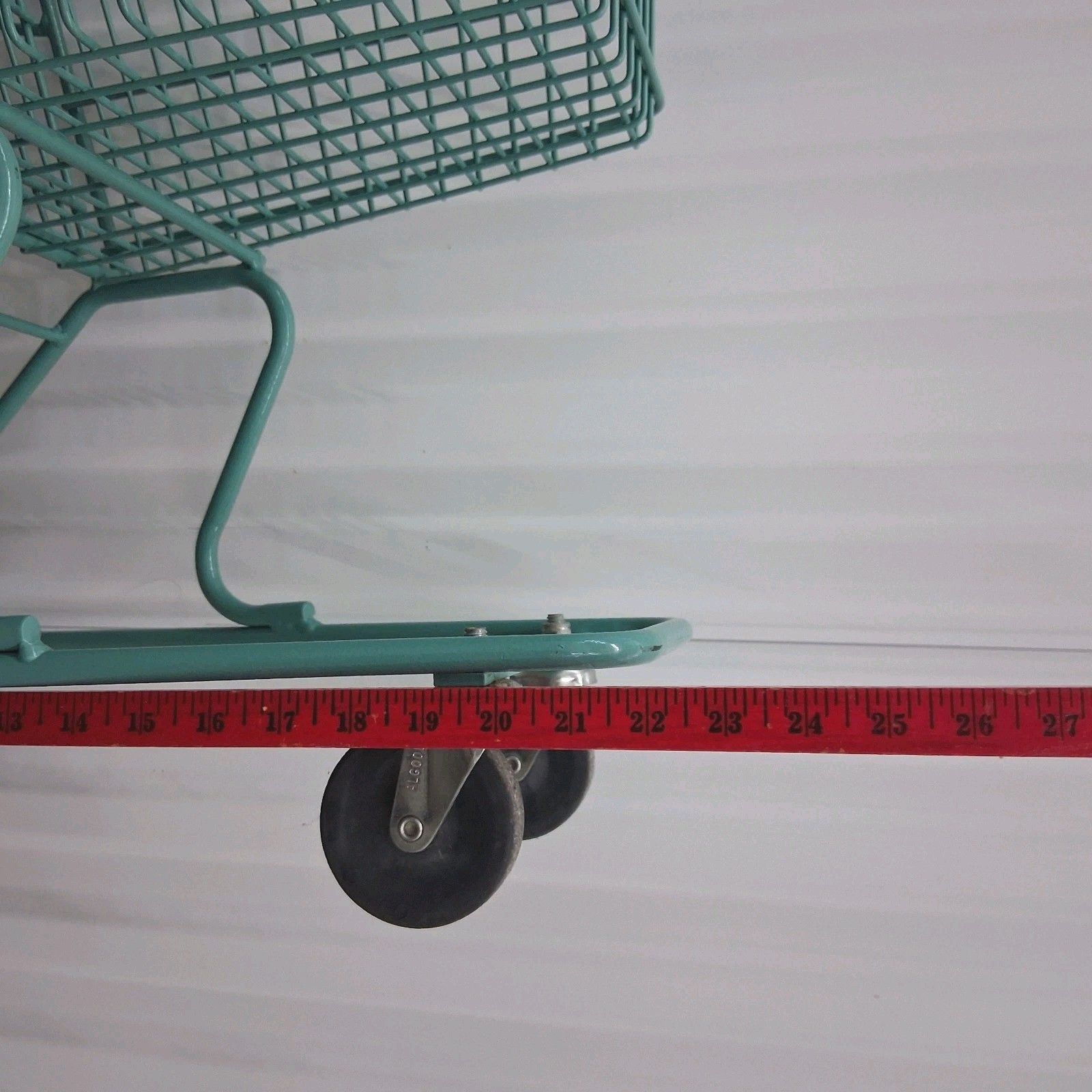 Vintage 70's Winn-Dixie Teal Child's Small Shopping Cart 25" Metal Grocery Buggy