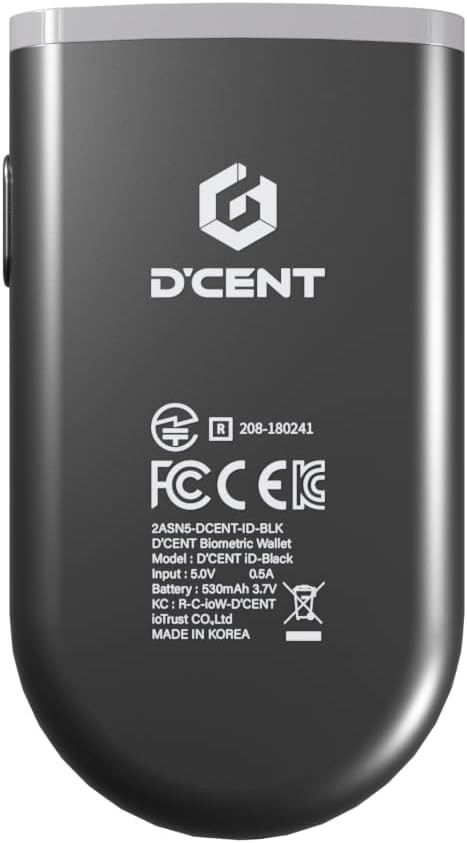 D'CENT Hardware Wallet – Biometric Cold for Crypto with Black