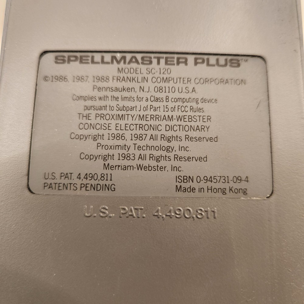 Franklin SpellMaster Plus SC-120 Electronic Merriam Dictionary - Tested