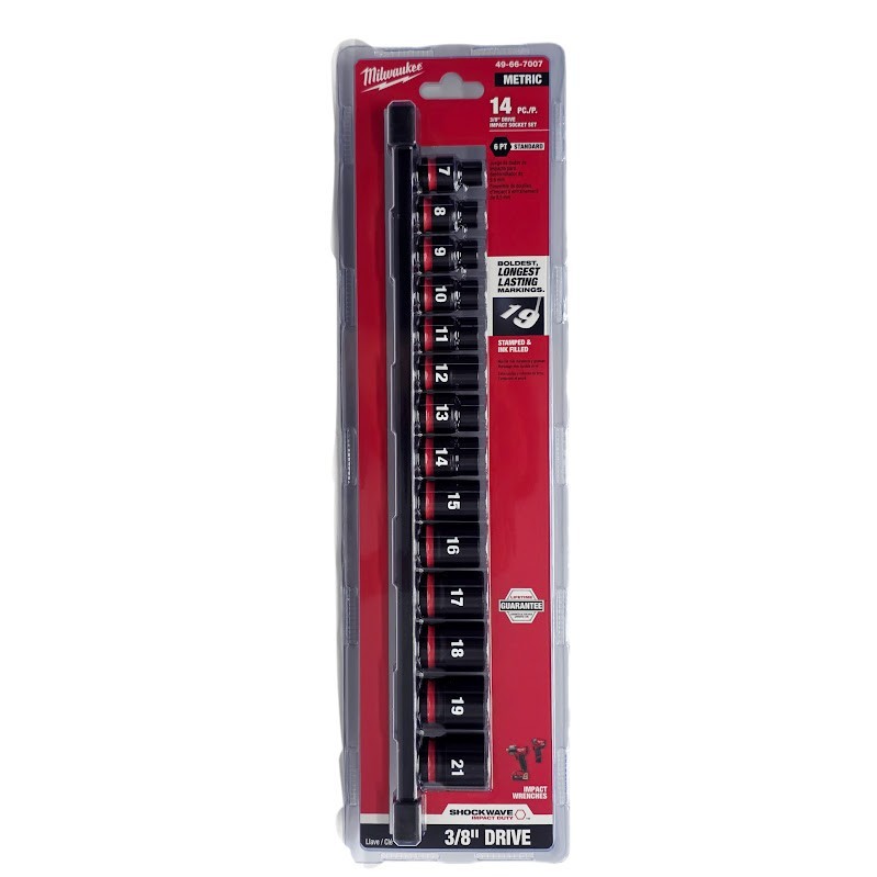 Milwaukee 49-66-7007 14PC SHOCKWAVE Impact Duty 3/8" Drive Metric Standard 6 Poi
