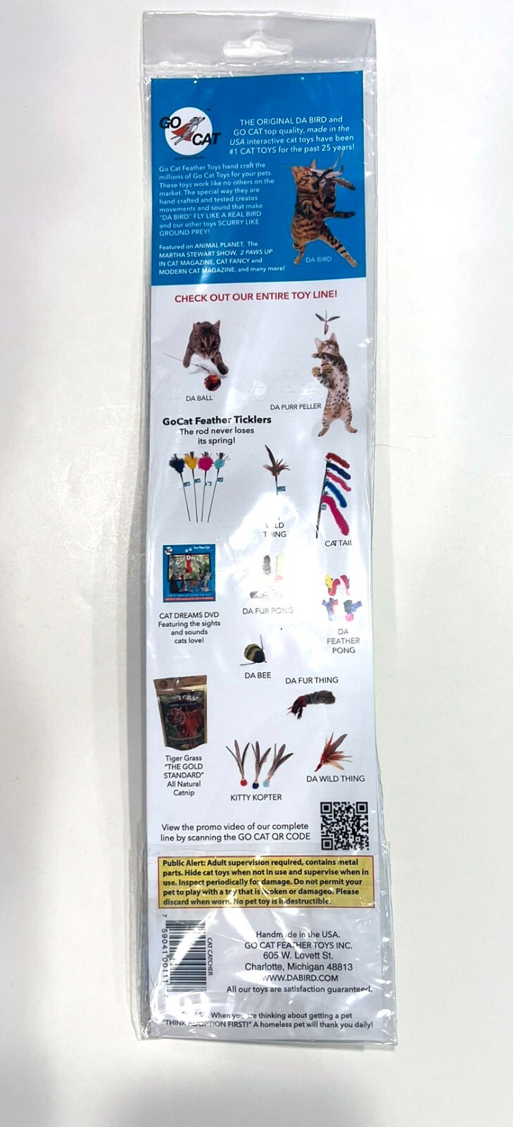 Go Cat Catcher Wand Teaser w/ 2 EXTRA Mouse Refill Interactive FUN Da Bee Kitten