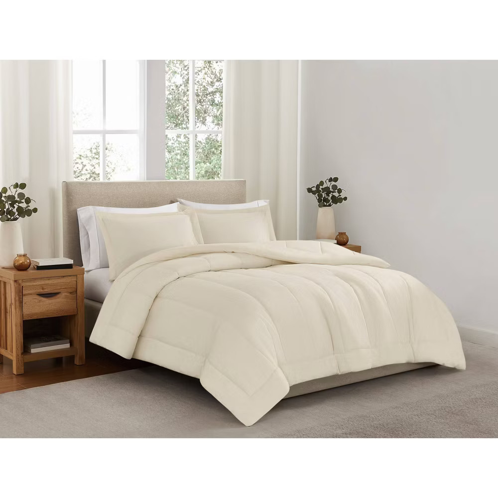 Brooklyn Loom Twin Solid Percale Comforter Set White