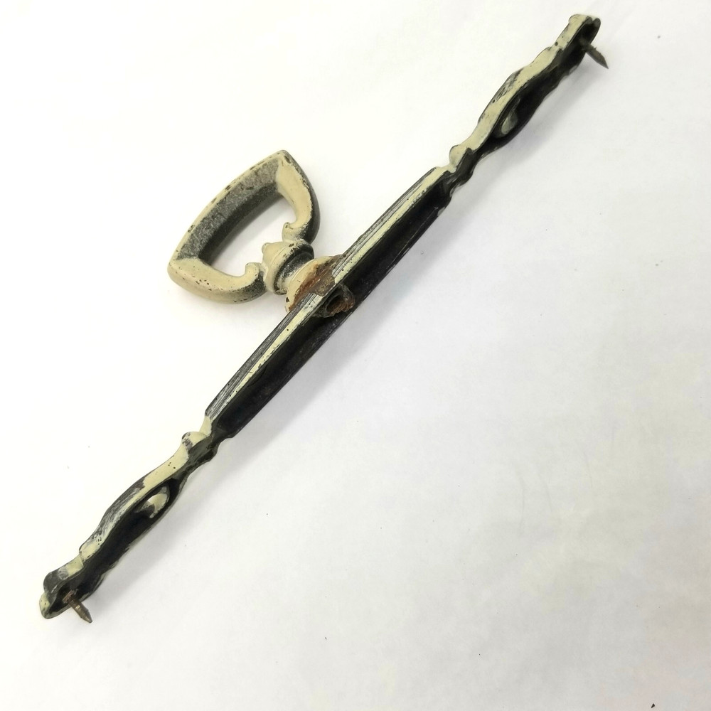 Vtg Brass Door Hardware Lot Hinges Pull Complete & Incomplete Painted Salvage