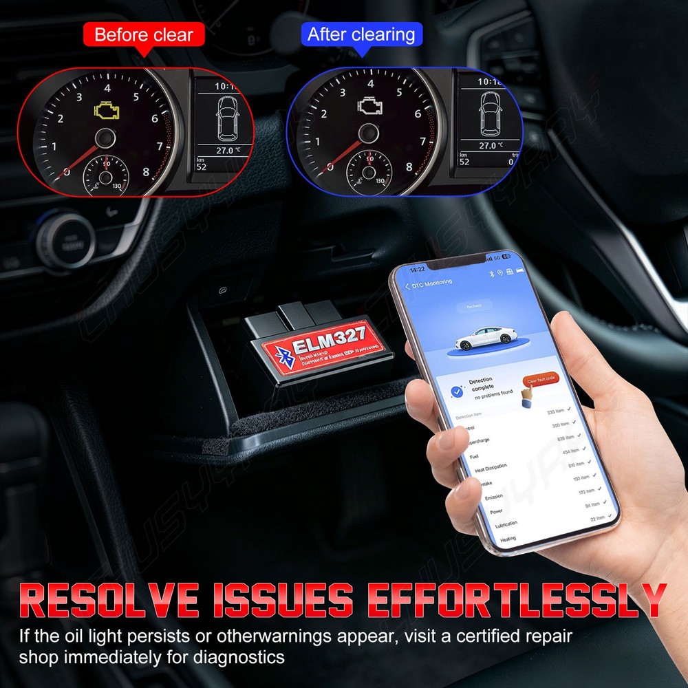 ELM327 OBD2 Code Reader v5.1 Bluetooth Mode For diesel vehicles 12V-24V