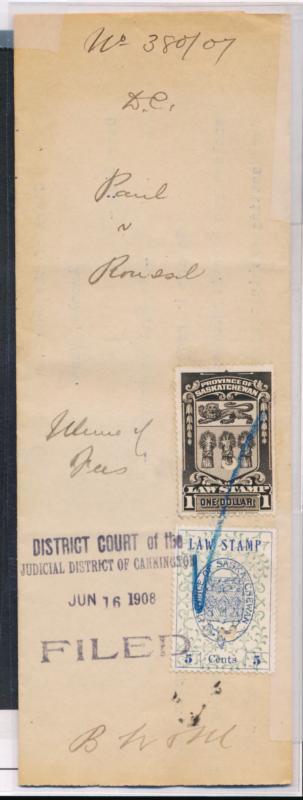 CANADA SASK. 2ND & 4TH ISSUE ON DOCUMENT