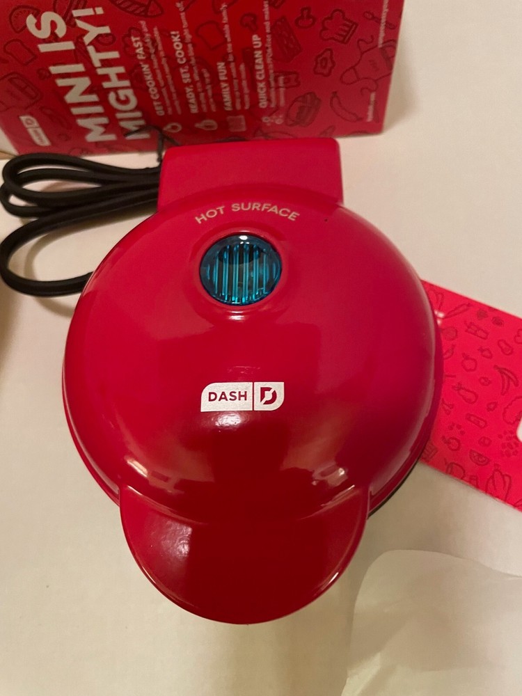 Free Shipping DASH Mini Maker for Individual Waffles, Round Shape RED
