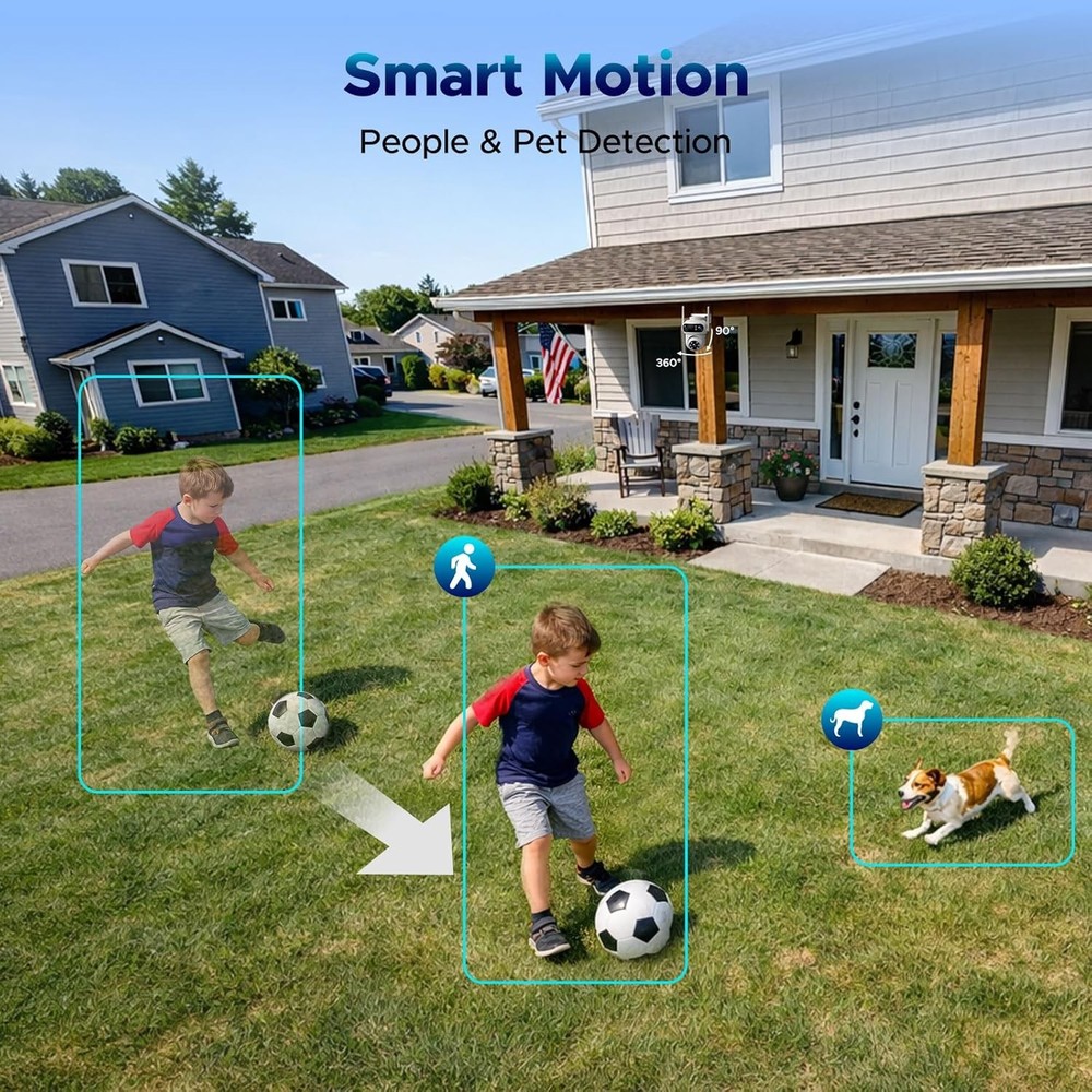 Wireless Security Camera System Outdoor Triple-Lens Security Cam Auto Tracking