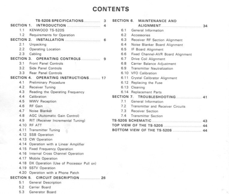 Kenwood TS-520S Transceiver User Operating Manual