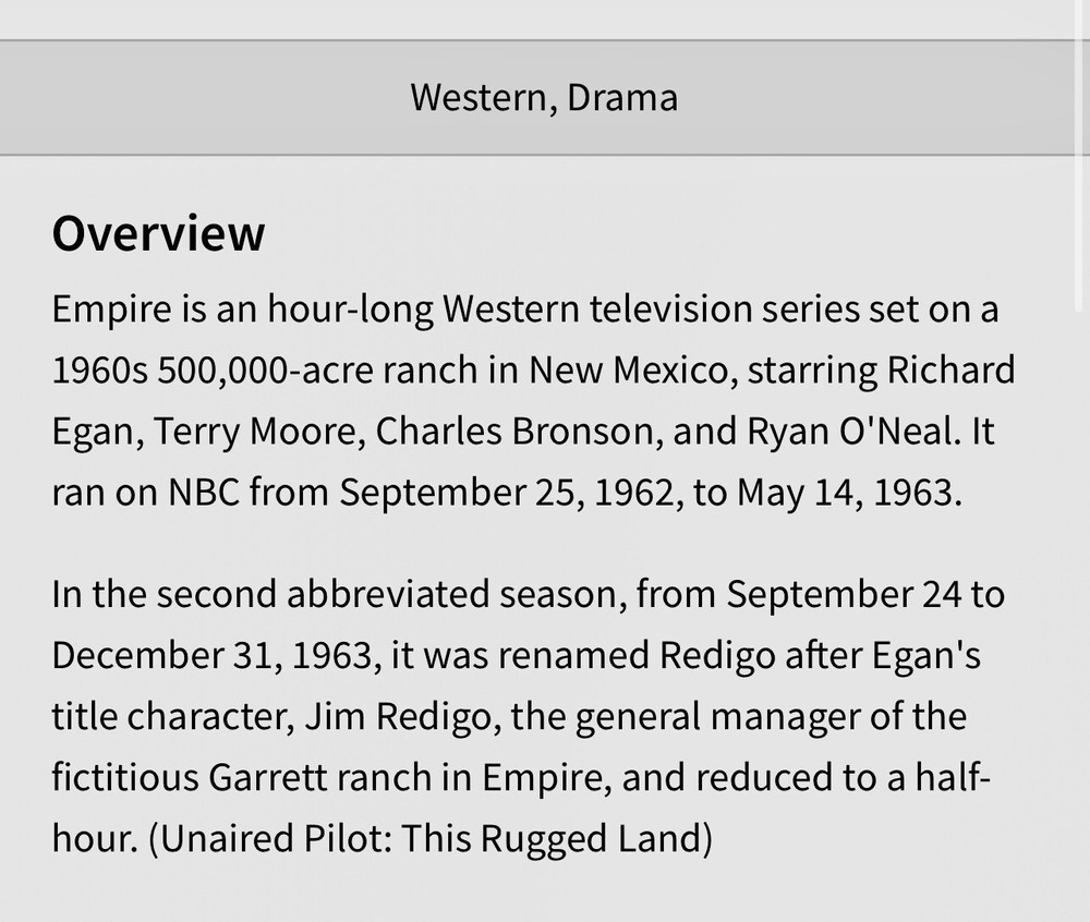 1963 Empire Original TV Script