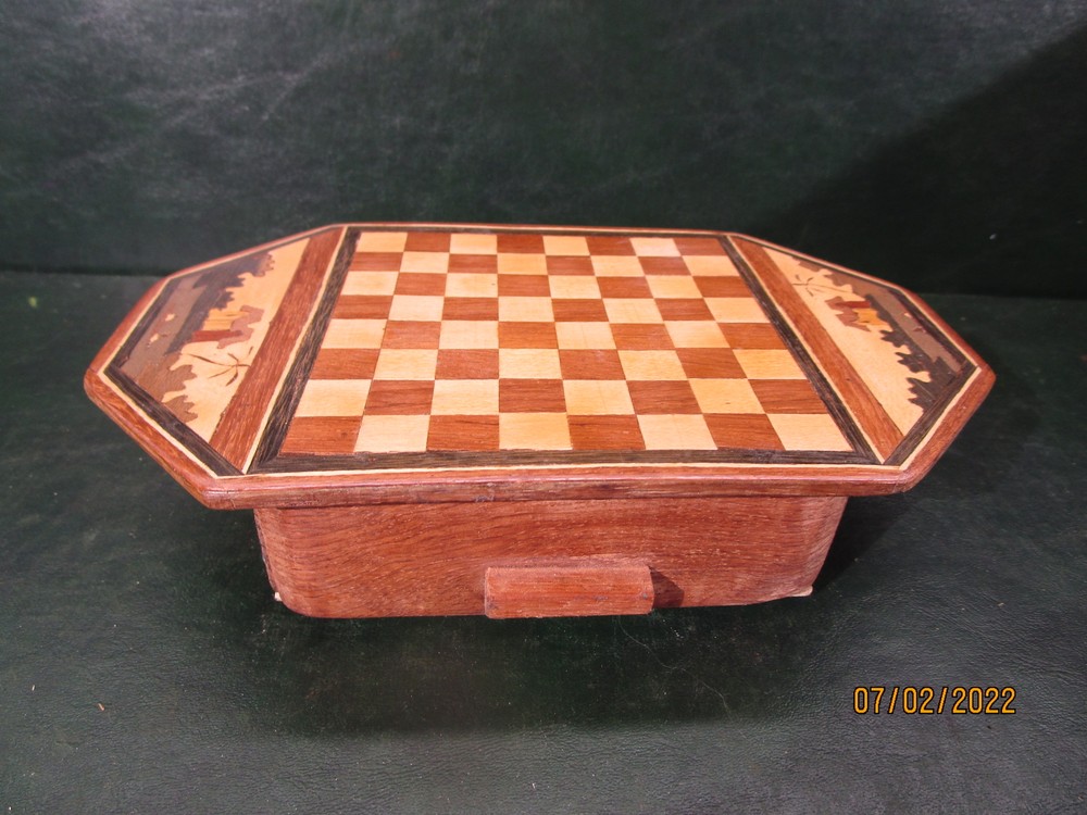Small Handmade Chess Set Measures 8 1/2" x 5" Missing Pieces