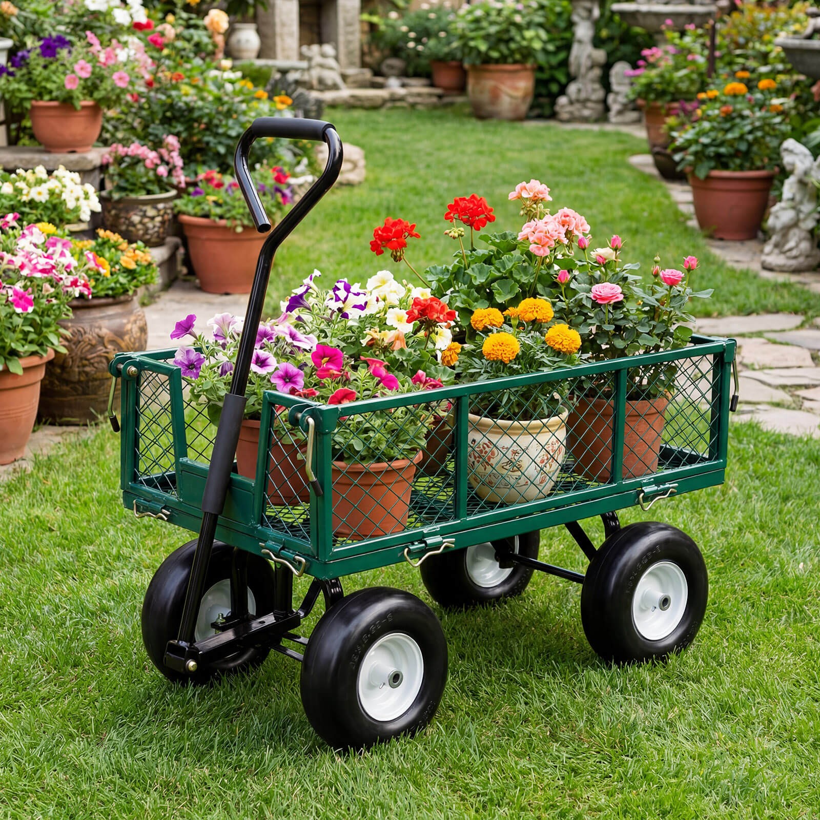 2 Pack 13 x 6.50-6 Flat Free Tires & Wheels w/5.5”-6.8”Centered Hub 3/4” Bushing