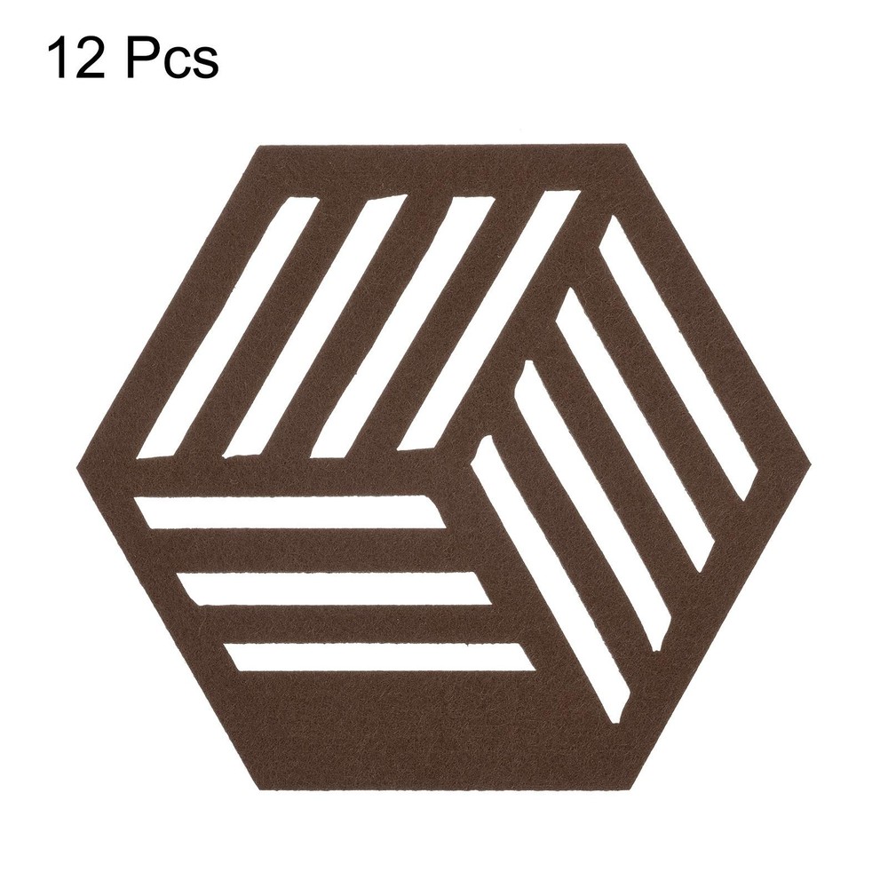 Felt Coasters 12pcs Hexagonal Mat Tampons Coasters, Coffee