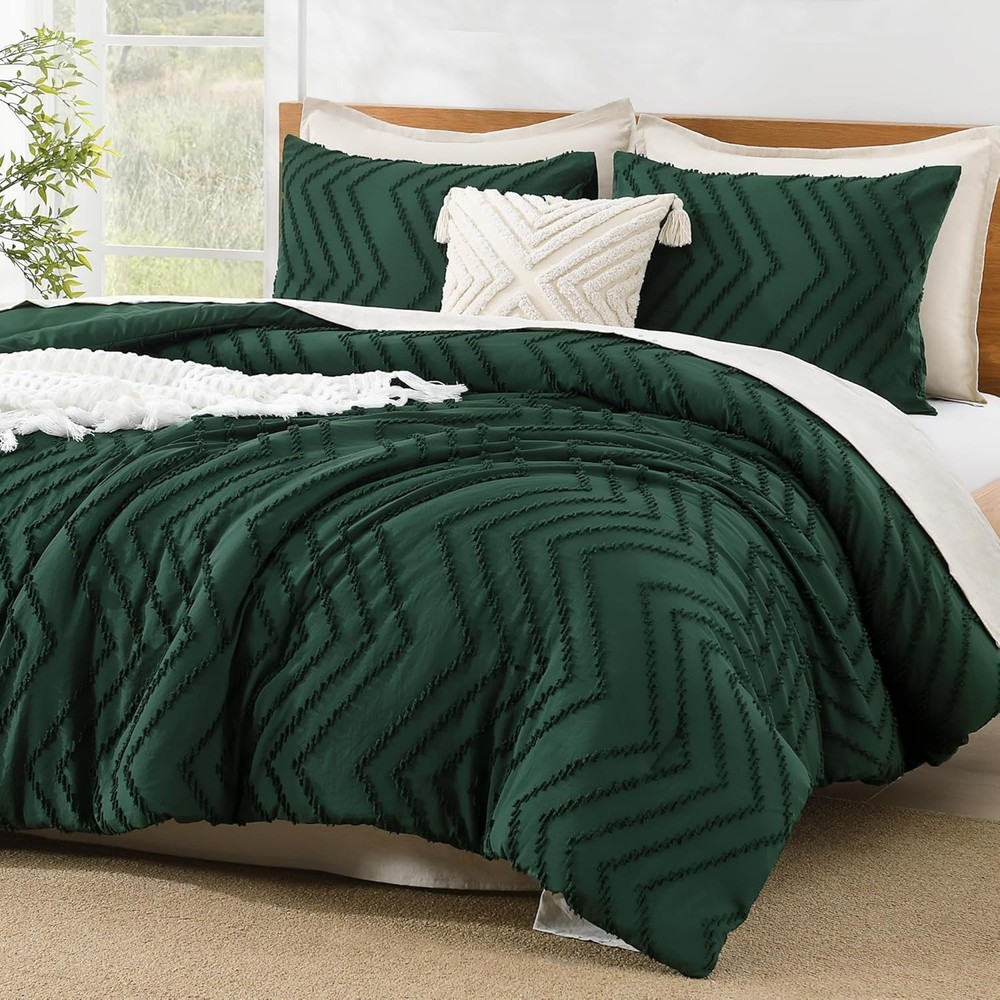 Down comforter set, deep emerald green, 3-piece set